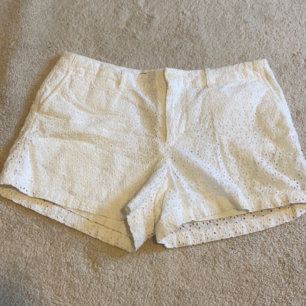 White Eyelet Shorts with pockets